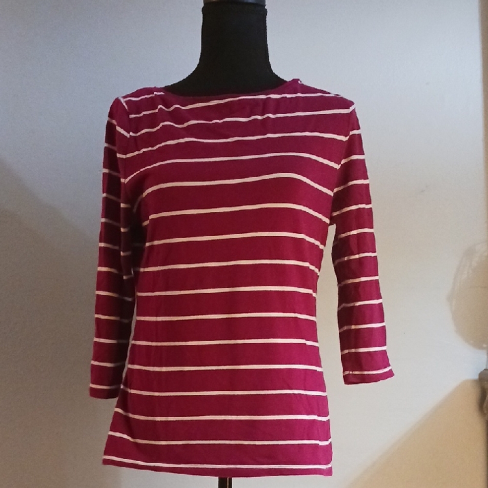 SPECIAL 2/$25 Women's Striped Top - Pink and White